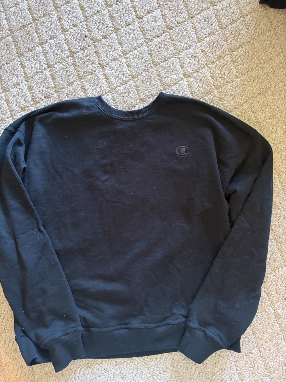 Champion Black Crewneck Sweatshirt with Subtle Chest Logo
